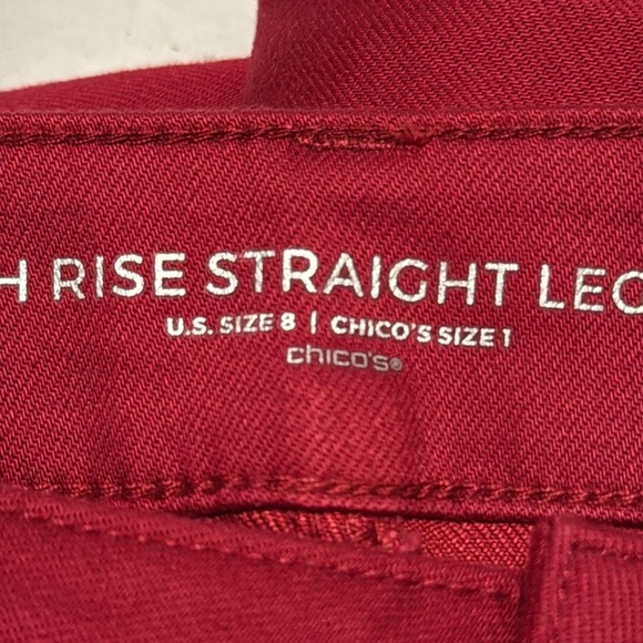 NWOT Chico's Cherry Red High-Rise Straight-Leg Crops US Size 8 Chico's Size 1 - Picture 13 of 13